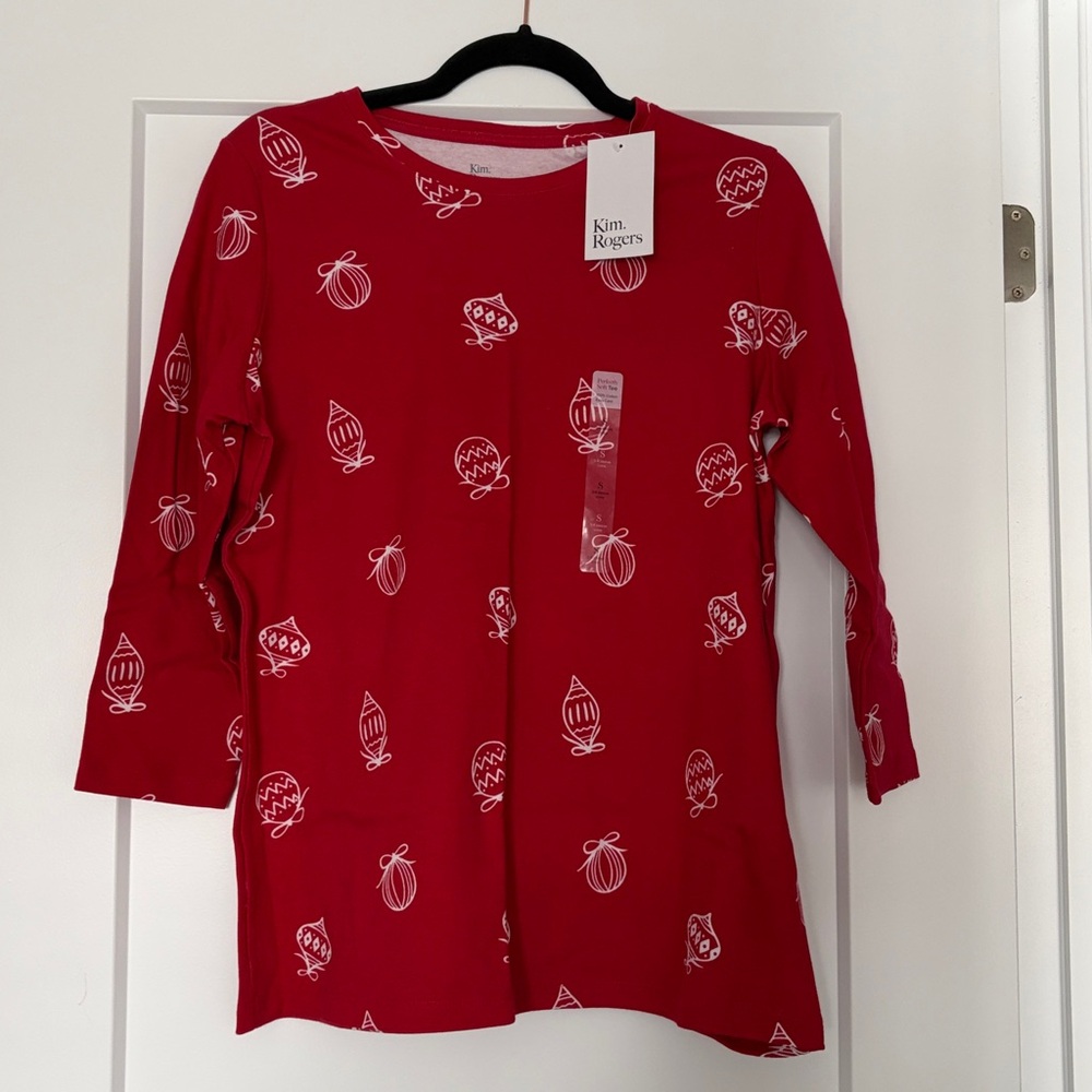 NWT Kim Rogers 3/4 Cotton Crew Shirt